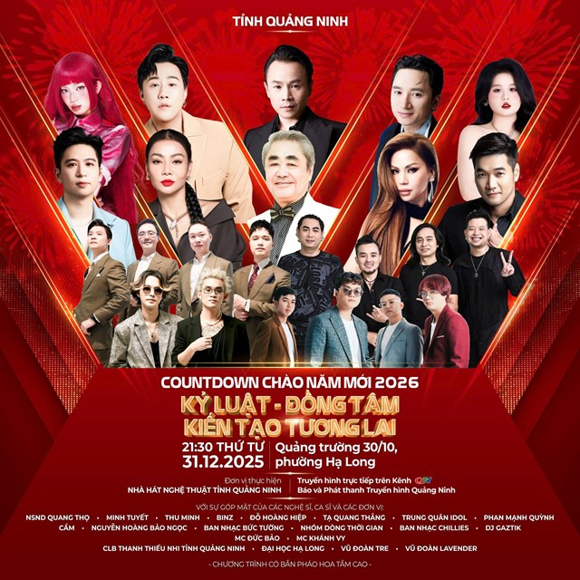 Chương tr&igrave;nh nghệ thuật Countdown Ch&agrave;o năm mới 2026 với chủ đề &ldquo;Kỷ luật &ndash; Đồng t&acirc;m, kiến tạo tương lai&rdquo;.