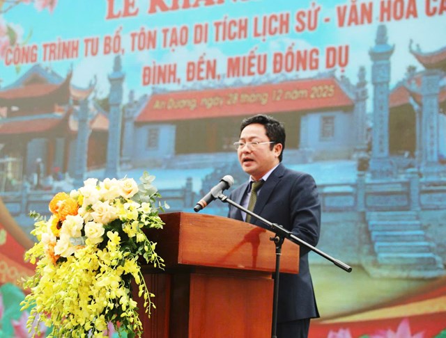 Đồng ch&iacute; Nguyễn Th&agrave;nh Trung, Ủy vi&ecirc;n Th&agrave;nh ủy, Gi&aacute;m đốc Sở Văn h&oacute;a, Thể thao v&agrave; Du lịch th&agrave;nh phố Hải Ph&ograve;ng ph&aacute;t biểu tại Lễ kh&aacute;nh th&agrave;nh