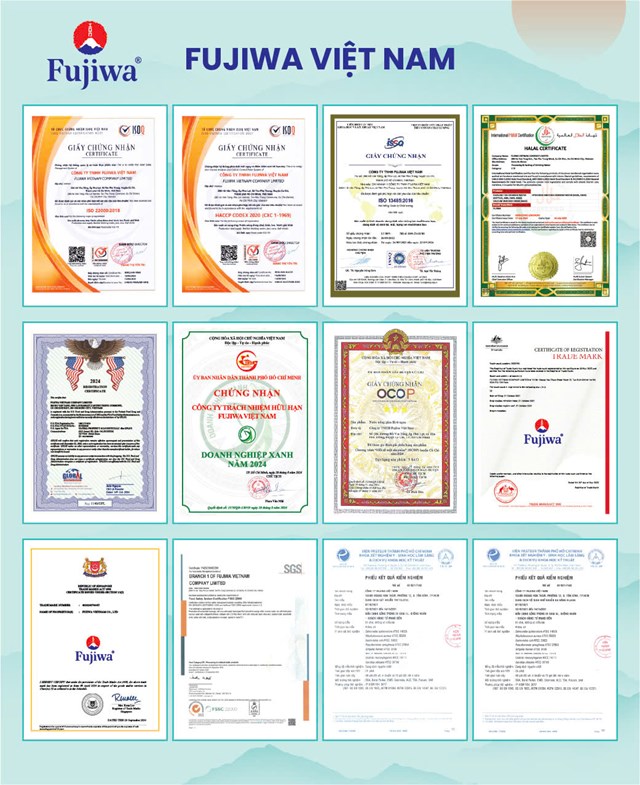 Hệ thống chứng nhận chất lượng của Fujiwa.