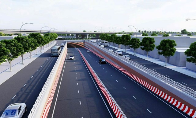 Phối cảnh hầm chui v&agrave; tuyến đường ch&iacute;nh tr&ecirc;n dự &aacute;n đường nối quốc lộ 5 &ndash; quốc lộ 10, g&oacute;p phần giảm xung đột giao th&ocirc;ng v&agrave; n&acirc;ng cao năng lực lưu th&ocirc;ng khu vực.