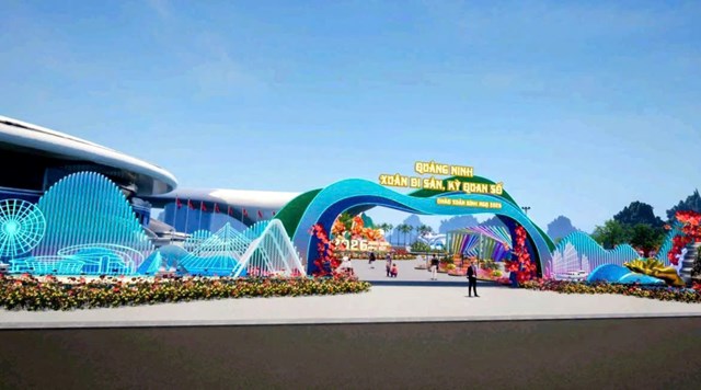 Phối cảnh Đại lộ hoa v&agrave; c&ocirc;ng nghệ &aacute;nh s&aacute;ng b&ecirc;n Vịnh Hạ Long với chủ đề &ldquo;Xu&acirc;n Di sản &ndash; Kỳ quan số&rdquo;, điểm nhấn văn h&oacute;a &ndash; du lịch dịp Tết Nguy&ecirc;n đ&aacute;n 2026.