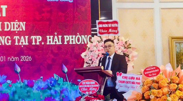 Ông Nguyễn Trường Giang - Trưởng Văn phòng Đại diện khu vực Đồng bằng sông Hồng tại TP. Hải Phòng phát biểu nhận nhiệm vụ