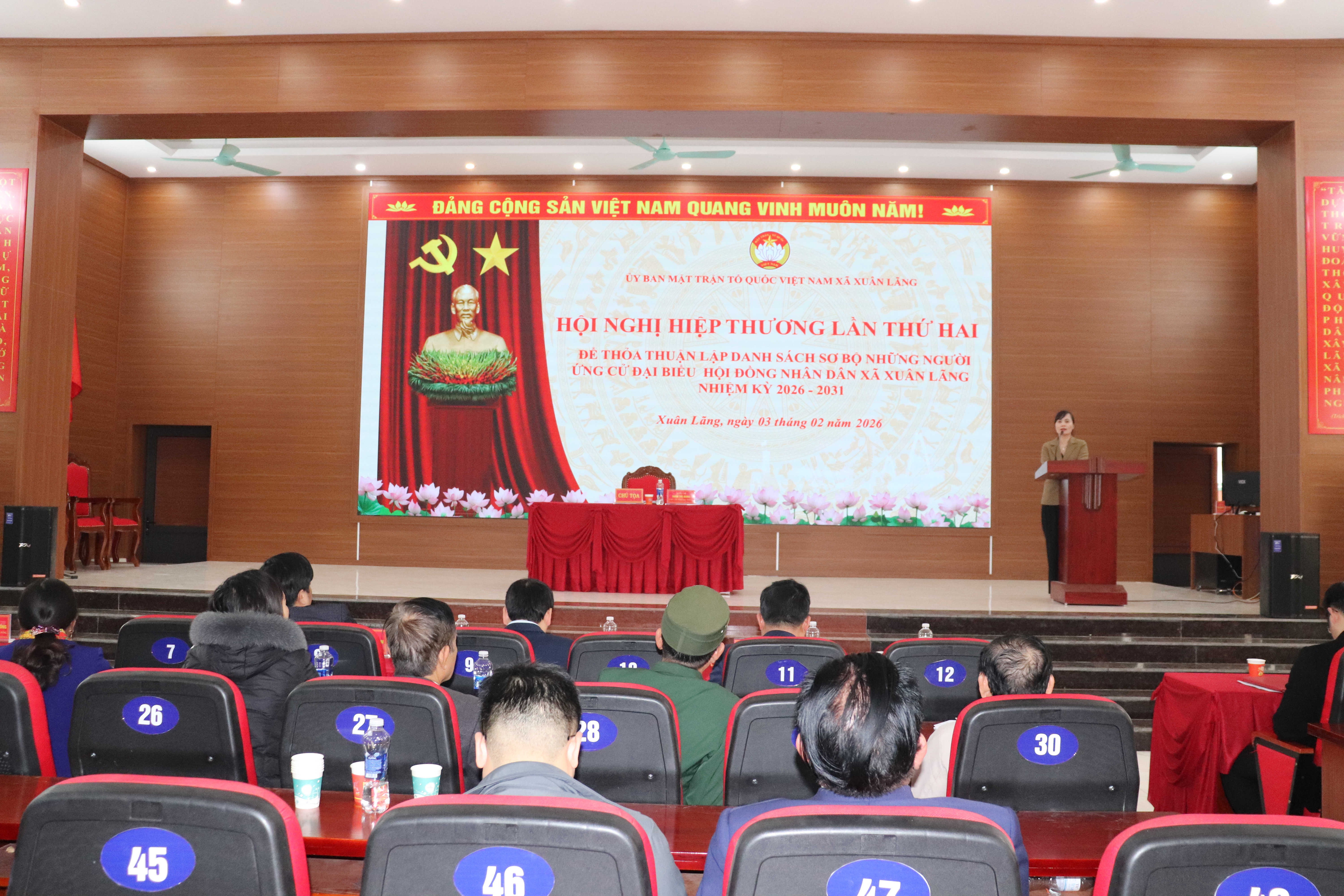 Hội nghị Hiệp thương lần 2 để thỏa thuận lập danh s&aacute;ch sơ bộ những người ứng cử Đại biểu HĐND x&atilde; Xu&acirc;n Lãng, nhiệm kỳ 2026 - 2031