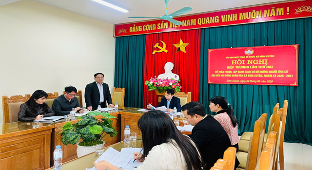 Đồng ch&iacute; Vũ Ngọc Vinh, B&iacute; thư Đảng ủy, Chủ tịch HĐND x&atilde; B&igrave;nh Xuy&ecirc;n ph&aacute;t biểu tại hội nghị hiệp thương lần thứ hai để thỏa thuận lập danh s&aacute;ch sơ bộ những người ứng cử đại biểu HĐND x&atilde;, nhiệm kỳ 2026-2031.