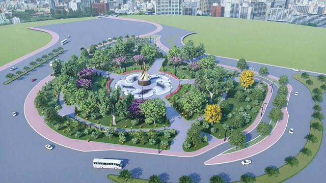 Phối cảnh C&ocirc;ng vi&ecirc;n Tượng đ&agrave;i Chiến thắng C&aacute;t Bi.