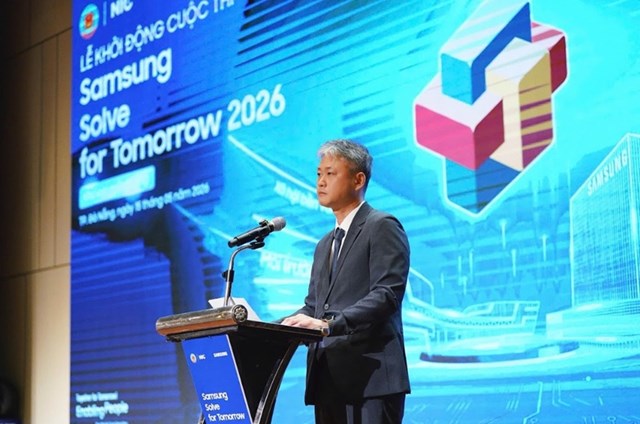Ông Noh Seung Woo, Giám đốc Trách nhiệm xã hội Samsung Việt Nam phát biểu tại sự kiện