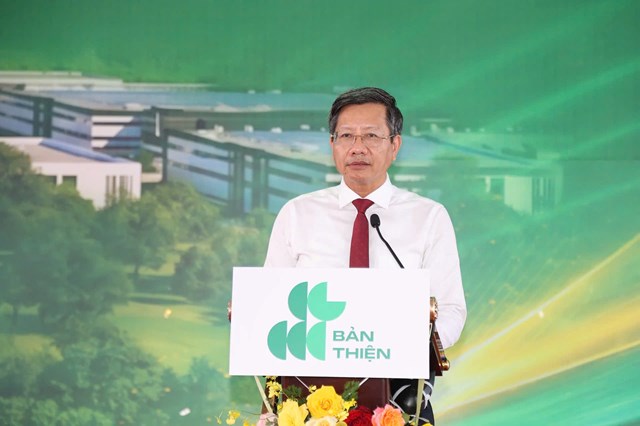 &Ocirc;ng L&ecirc; Anh Qu&acirc;n, Ph&oacute; Chủ tịch thường trực UBND th&agrave;nh phố ph&aacute;t biểu tại lễ khởi c&ocirc;ng s&aacute;ng 25/5 tại phường An Phong, TP. Hải Ph&ograve;ng.