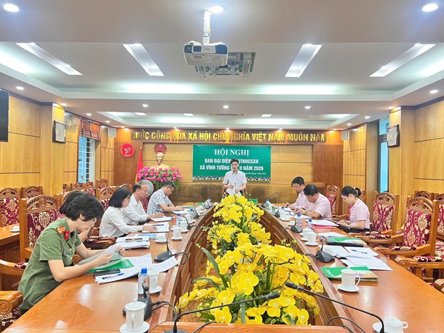 Ban Đại diện HĐQT NHCSXH xã Vĩnh Tường tổ chức hội nghị sơ kết hoạt động tín dụng xã hội quý II và phương hướng, nhiệm vụ quý III/2026